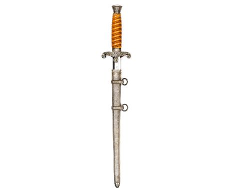 A good Third Reich army officer’s dagger,  by Puma Solingen, orange coloured ivorine composition grip, blade retains virtuall