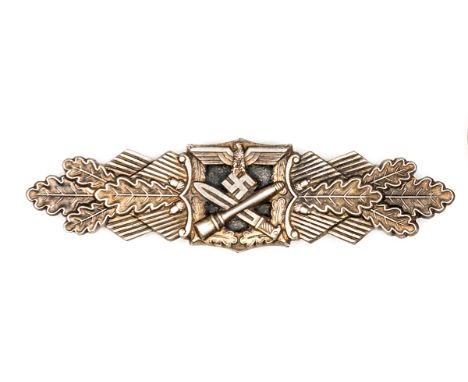 A Third Reich army close combat clasp,  of good quality silver plated construction, blued back plate held in by 4 small inden