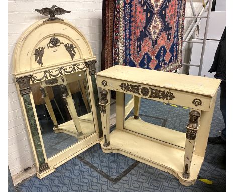 PAINTED CONSOLE TABLE WITH MIRROR