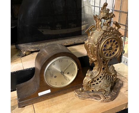 BRASS MANTLE CLOCK &amp; 1 OTHER