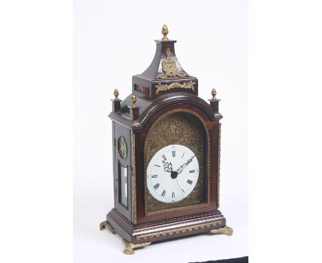 A late 18th Century style Chinese market rosewood cased and ormolu mounted bracket clock, the circular enamel Roman numeral d