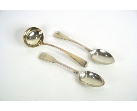 A George III 'Old English' pattern sauce ladle, by Thomas Holland, London 1805; a George III silver desert spoon, London 1812