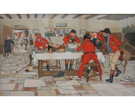 A set of six framed Cecil Alden hunting prints,  37cm x 60cm