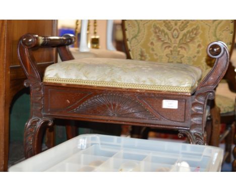 MAHOGANY PIANO STOOL WITH PADDED SEAT    