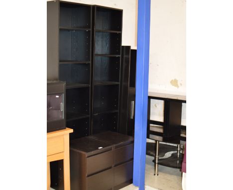 PAIR OF IKEA SHELF UNITS, PAIR OF IKEA 2 DRAWER BEDSIDE UNITS, TV UNIT, TV STAND &amp; 2 OTHER UNITS    