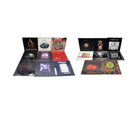 LP, 12" single and EP vinyl records, seventeen mostly rocking including Screaming Marionettes - Like Christabel, signed to co