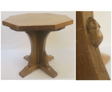 A 20TH CENTURY OAK ROBERT "MOUSEMAN" THOMPSON OF KILBURN OCTAGONAL OCCASIONAL TABLEwith adzed octagonal top on cruciform base