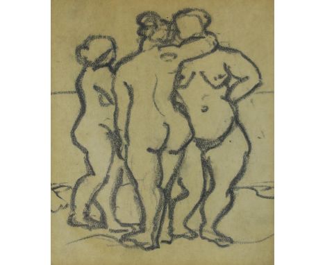 MARGARET MORRIS (BRITISH 1891-1980) THREE BATHERS, 1915 Graphite on paper, 9 x 7.5cm (3.5 x 3")&nbsp; Title inscribed to Cyri
