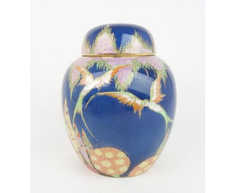 A CARLTON WARE FANTASIA PATTERN GINGER JAR AND COVER pattern no. 3400, 18.5cm high Condition Report:Light crazing, rubbing to