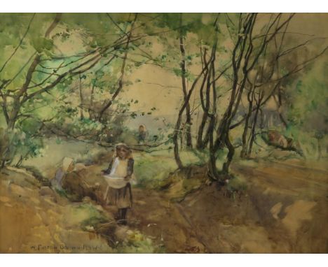 WILLIAM FULTON BROWN RSW (SCOTTISH 1873-1905) CHILDREN IN THE WOODS&nbsp; Watercolour, signed lower left, 45 x 60cm (17.75 x 