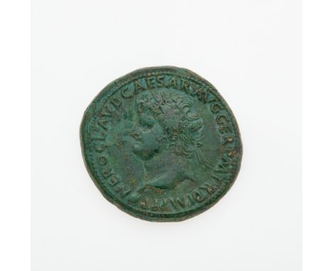 OBVERSE: Laureate bust (left) with globe at point; REVERSE: Ceres seated (left) facing a standing figure of Annona, ship in b
