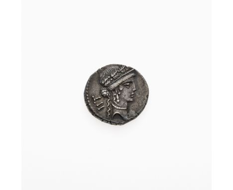 OBVERSE: Head of Venus or Pietas (right) wreathed in oak with legend LII behind; REVERSE: Trophy of Gallic arms, axe surmount