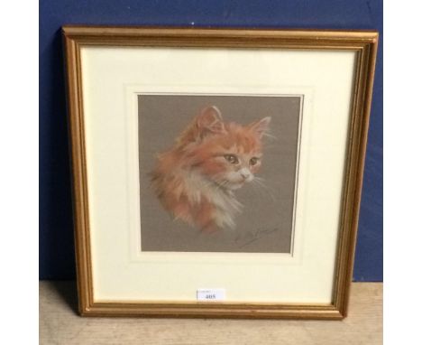 HEINRICH STOLTZ (C20th), German School, pastel portrait of a cat, 23 x 18cm, framed and glazed 