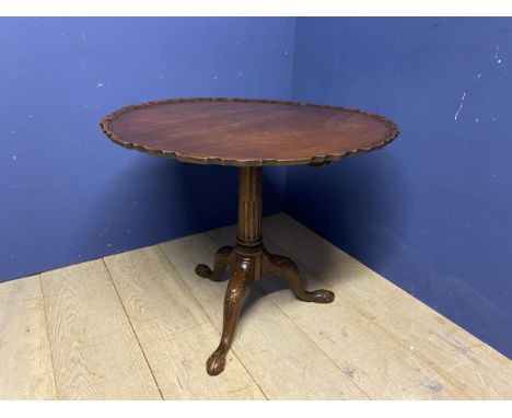 A Mahogany pedestal tripod based and  pie crust circular top side table (some repair and foot broken) 