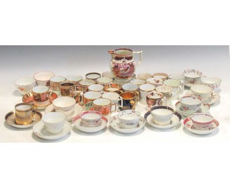 A collection of English porcelain teawares, to include Derby, Worcester, Spode etc.Fading to the gilt and decoration througho