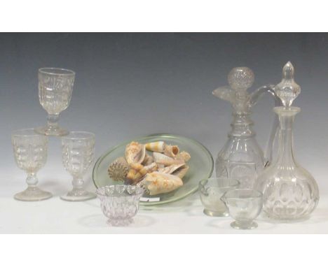 A quantity of 19th century glassware with a glass bowl of shellsProvenance:Collection of Mike Handford, 'Hillsleigh', Burford