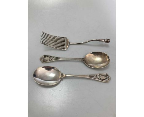 A silver toasting fork - (handle lacking), engraved with a coronet over AS, for HRH Princess Augusta Sophia (1756-1840), 6th 