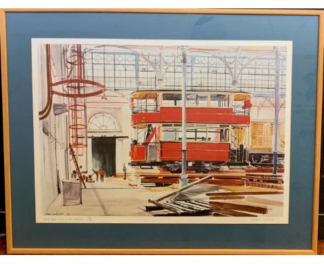 Edna Lamb West Ham Tram in the Market signed limited edition lithograph45.5 x 62.5cm; together withJill C Claridge, Magdalen 