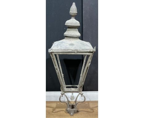 Salvage &amp; Reclamation - a copper lantern frame, probably Foster and Pullen, marks rubbed, 116cm high, 42.5cm square 