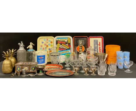 A Burrows &amp; Sturgess, Derby advertising soda syphon; a wire mesh bound soda syphon, c.1927; French tinplate advertising b