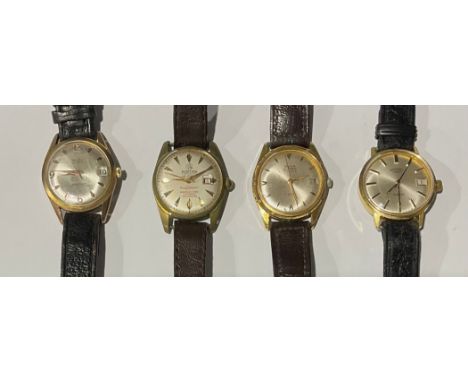 A collection of vintage day/date wristwatches, Rotary, Avia Olympic, Modo, Mortimer (4) 