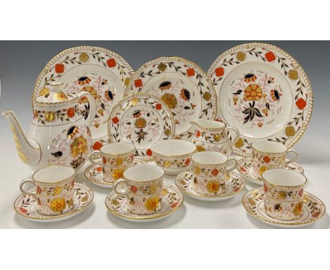 A Royal Crown Derby "Asian Rose" pattern coffee set, comprising coffee pot, six coffee cans and saucers, cream jug and sugar 