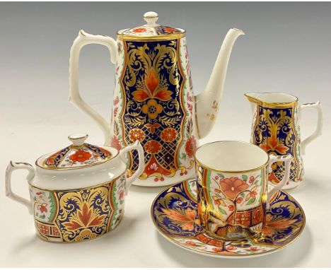A Royal Crown Derby Curator's Collection Rich Japan Pardoe pattern three piece coffee set, comprising coffee pot, 20cm high, 
