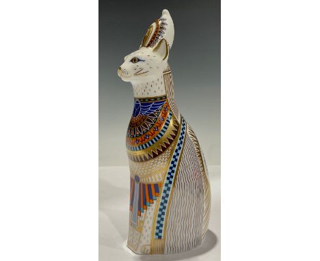A Royal Crown Derby Royal Cats model, Egyptian, 22cm, printed mark in red, first quality 