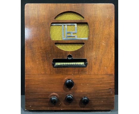 An Art Deco Bush radio, Supet-Het Type S.A.C.5, walnut and mahogany case, 47cm high 