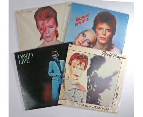 4 x David Bowie LPs. Alladin Sane (NL 83890). Pinups (RS 1003), with insert. David Live (APL2-0771). Scary Monsters (BOW LP 2