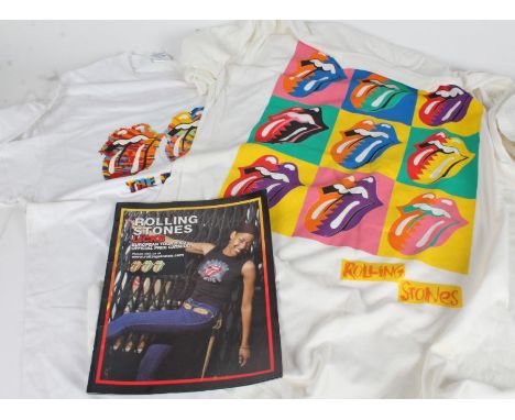 2 x Rolling Stones Tour T-shirts. 2003 Forty Licks Tour T-shirt, L, together with 2003 tour merchandise catalogue. 1990 Urban