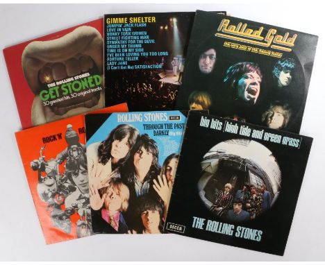 6 x Rolling Stones compilation LPs. Big Hits (High Tide And Grren Grass) (TXS 101), with fold-out. Through the Past Darkly (B