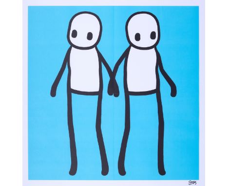 δ STIK (b. 1979)Holding Hands (Blue)Lithograph printed in colours, 2020, signed in black felt-tip pen, on wove paper, with fu