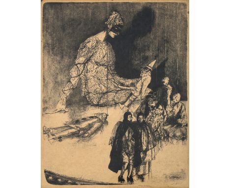 Ethel Gabain (1883-1950)Harlequin figure with marionettesLithograph, 1922, signed in pencil, on wove paper, with full margins