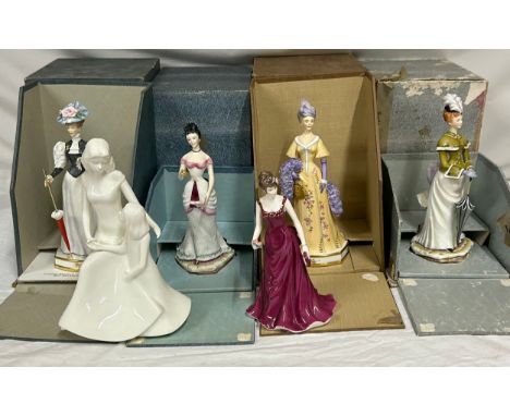 Royal Worcester Victorian Series modelled by Ruth Esther Van Ruyckevelt including Madelaine, Elizabeth, Rosalind and Melaine 