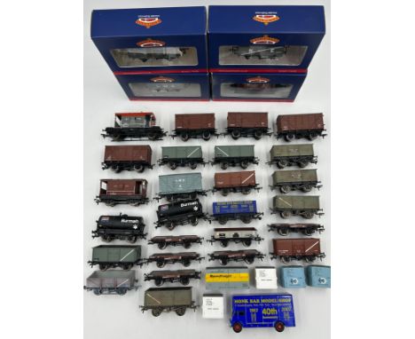 Bachmann Rolling Stock to include 4 x boxed 37-707 12 ton cattle wagon, 37-529A 20T brake van LNER oxide, 37-088 7 plank end 