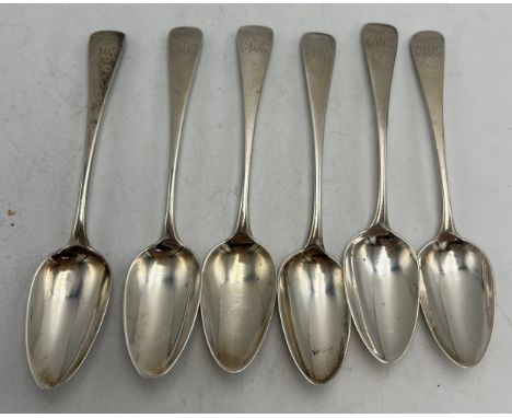 Six silver teaspoons, London 1799, maker Solomon Hougham total weight 95gm.