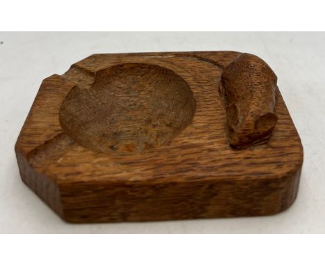 A Robert Thompson Mouseman oak ashtray. 10cm x 7.5cm.