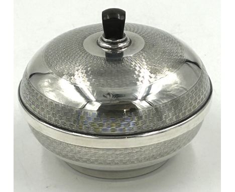 An Art Deco hallmarked silver and Bakelite bowl and cover, Birmingham 1930, maker Joseph Gloster Ltd. Patent No. 32584