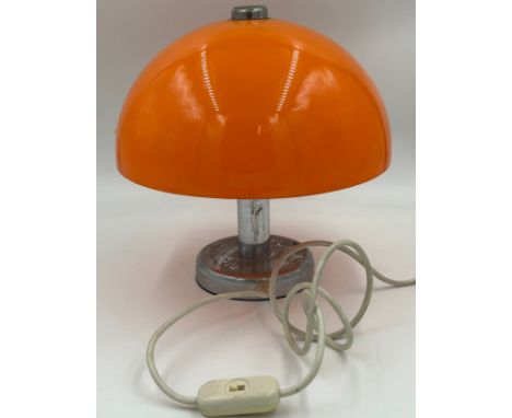 A 1960s Pop Art orange and chrome table lamp, perspex shade and chrome stand. 31cm h.