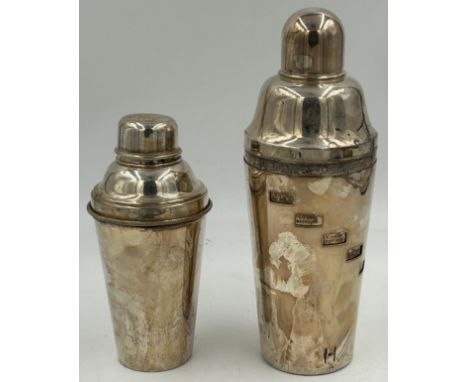An Art Deco silver plated "Dial-a-Drink" cocktail shaker, 27cm h. Base marked 'Patented in Great Britain No. 398119/Other Pat