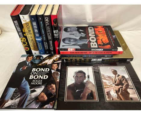 A collection of first edition James Bond 007 books comprising of 'Bond on Bond' with Roger Moore signed sticker to first page