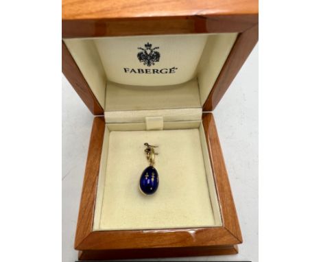 A Victor Mayer for Fabergé limited edition 18 carat gold guilloche enamel egg pendant in original presentation box with certi
