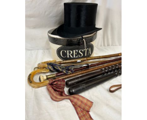A collection of 4 sticks to include a pair of shepherds crooks both with carved thistles and initials, 124cmm/ 117cm and a sw