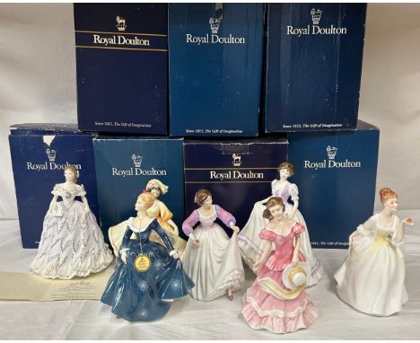 A collection of Royal Doulton figurines to include Sunday Best HN2206, Suzanne HN4098, Amy HN3854, Fragrance HN2334, Ashley H