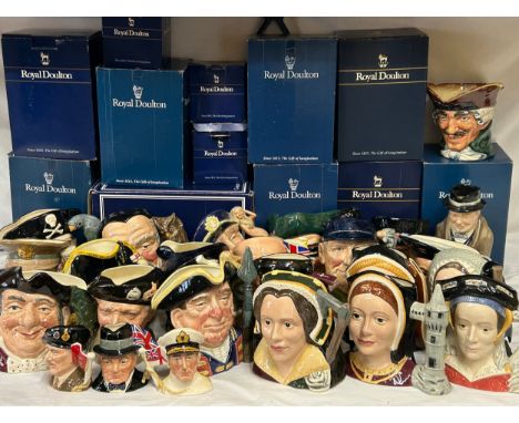 A collection of Royal Doulton Toby Jugs to include Henry VIII and his Six Wives, Glenn Miller D6970, Golfer D6623, Beefeater 