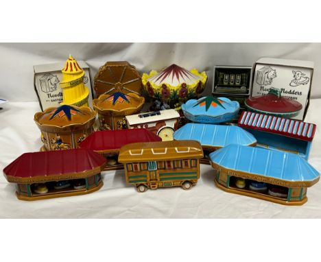 A collection of Showman's Fellowship Guild Withernsea Eastgate Pottery to include 2 x carousels 'Patrick &amp; Doris Gallaghe