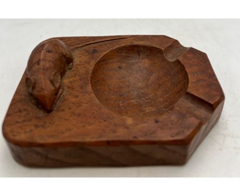 A Robert Thompson Mouseman oak ashtray. 10cm x 7.5cm.