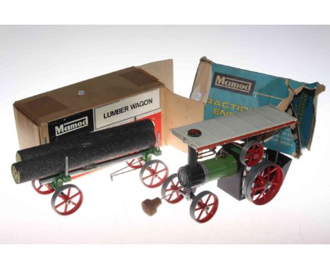 Two toys Mamod Traction Engine. T. E. 1A Reversing and a Mamod Lumber Wagon L. W. 1, both in original boxes