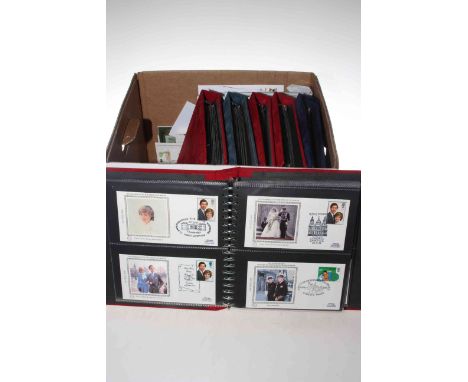 Collection of Benham silks, large and small first day covers, loose and in six albums